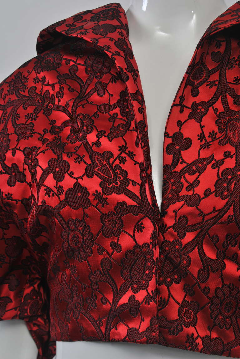 Red Brocade Evening Jacket In Excellent Condition In Alford, MA