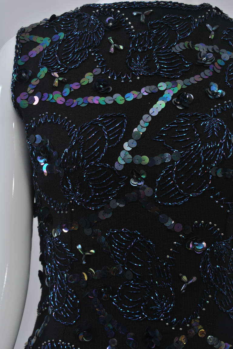 Black Beaded Knit Sheath, 1960s  For Sale