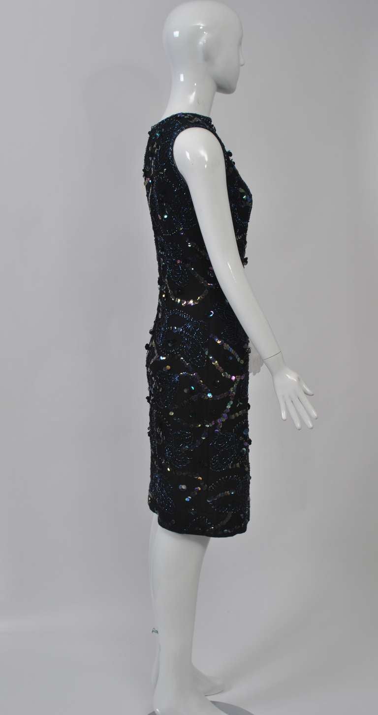 Beaded Knit Sheath, 1960s  In Excellent Condition For Sale In Alford, MA