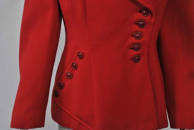 Women's 1940s Red Wool Blazer