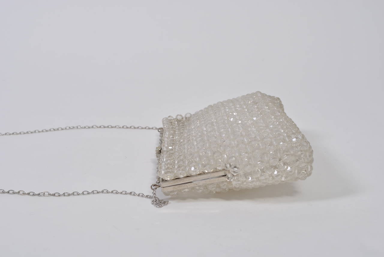 Gray Crystal Bead Shoulder Bag