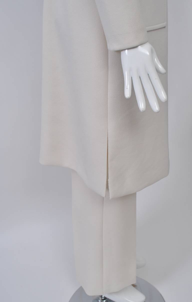 1970s White Wool Tunic Dress and Pants 2