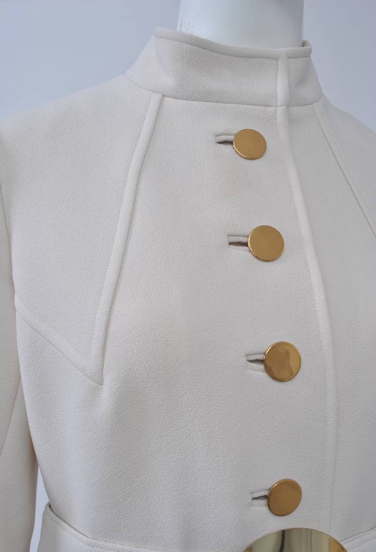 1970s White Wool Tunic Dress and Pants 3