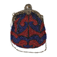 1930s Red and Blue Beaded Purse 6