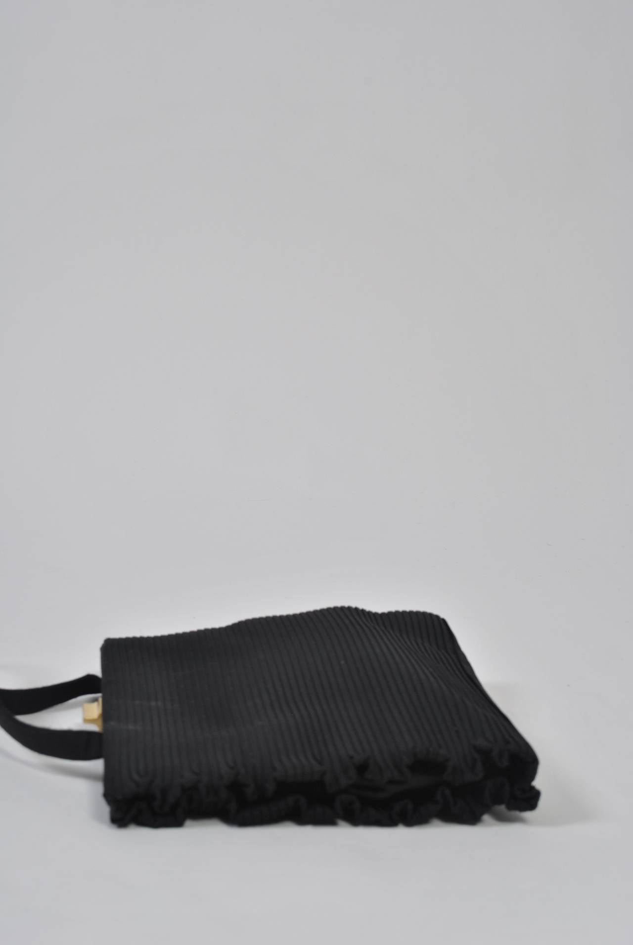 Black Ribbed Evening Bag For Sale 3