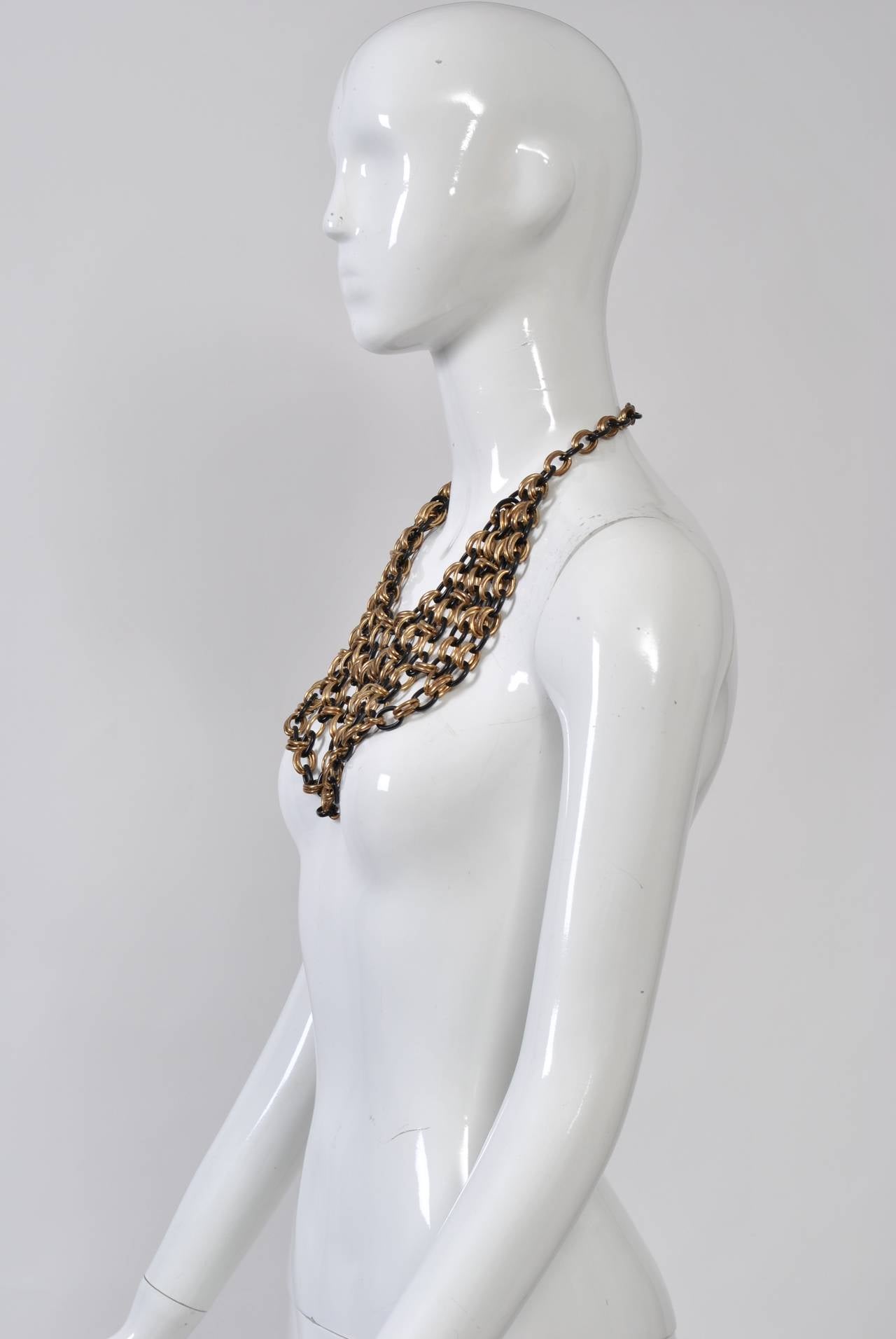 1980s Chain Bib Necklace In Excellent Condition In Alford, MA