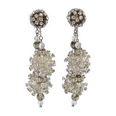 Vintage Long Rhinestone Atomic Earrings