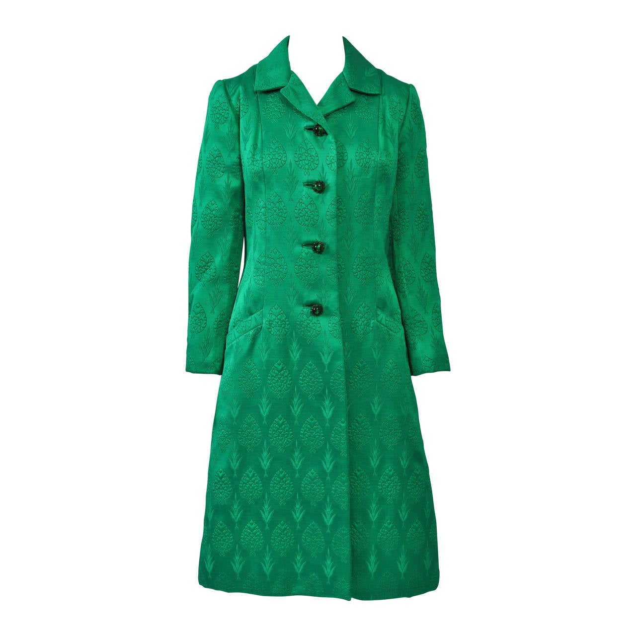 1960s Kelly Green Brocade Coat