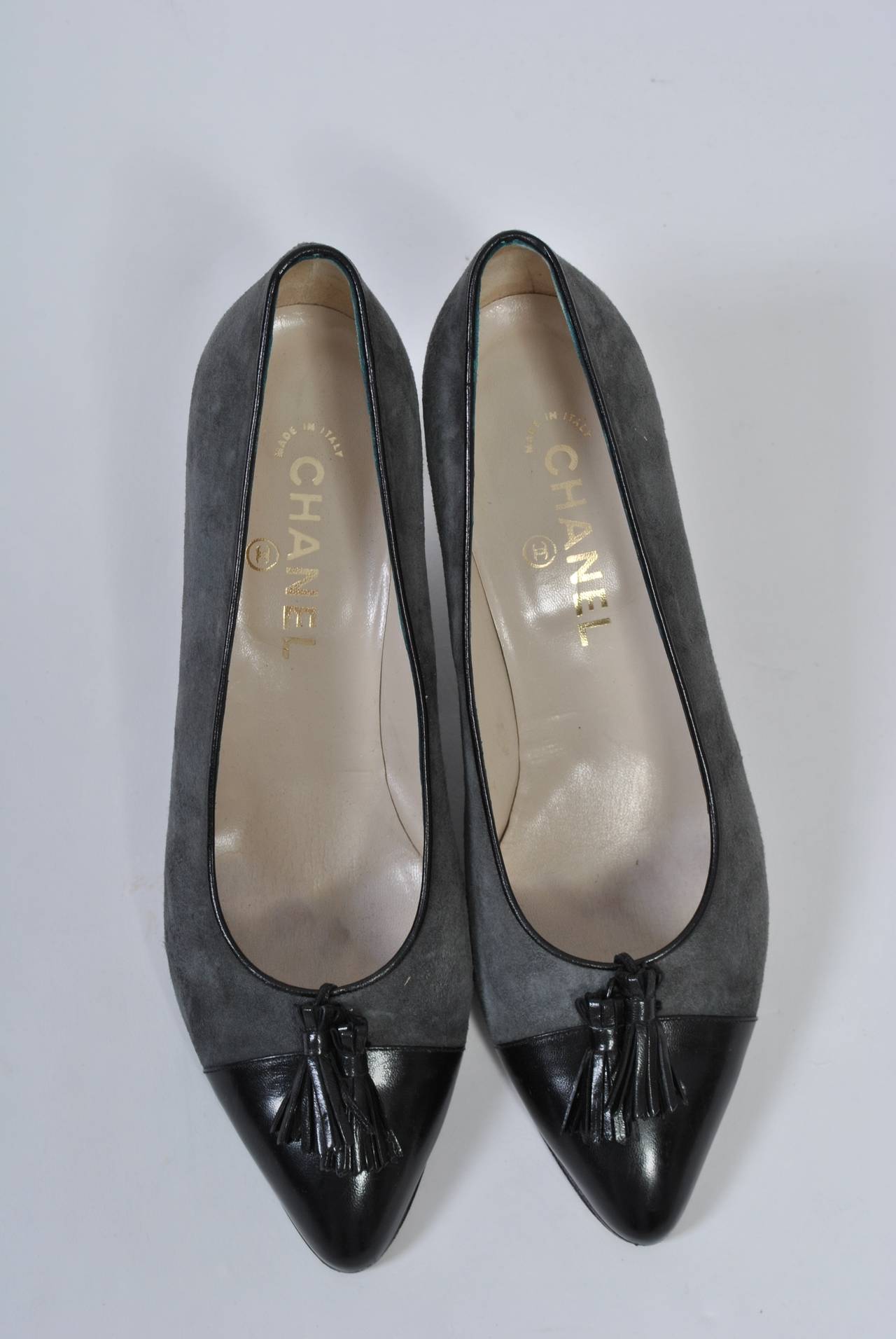 Chanel Gray Suede Pumps 3