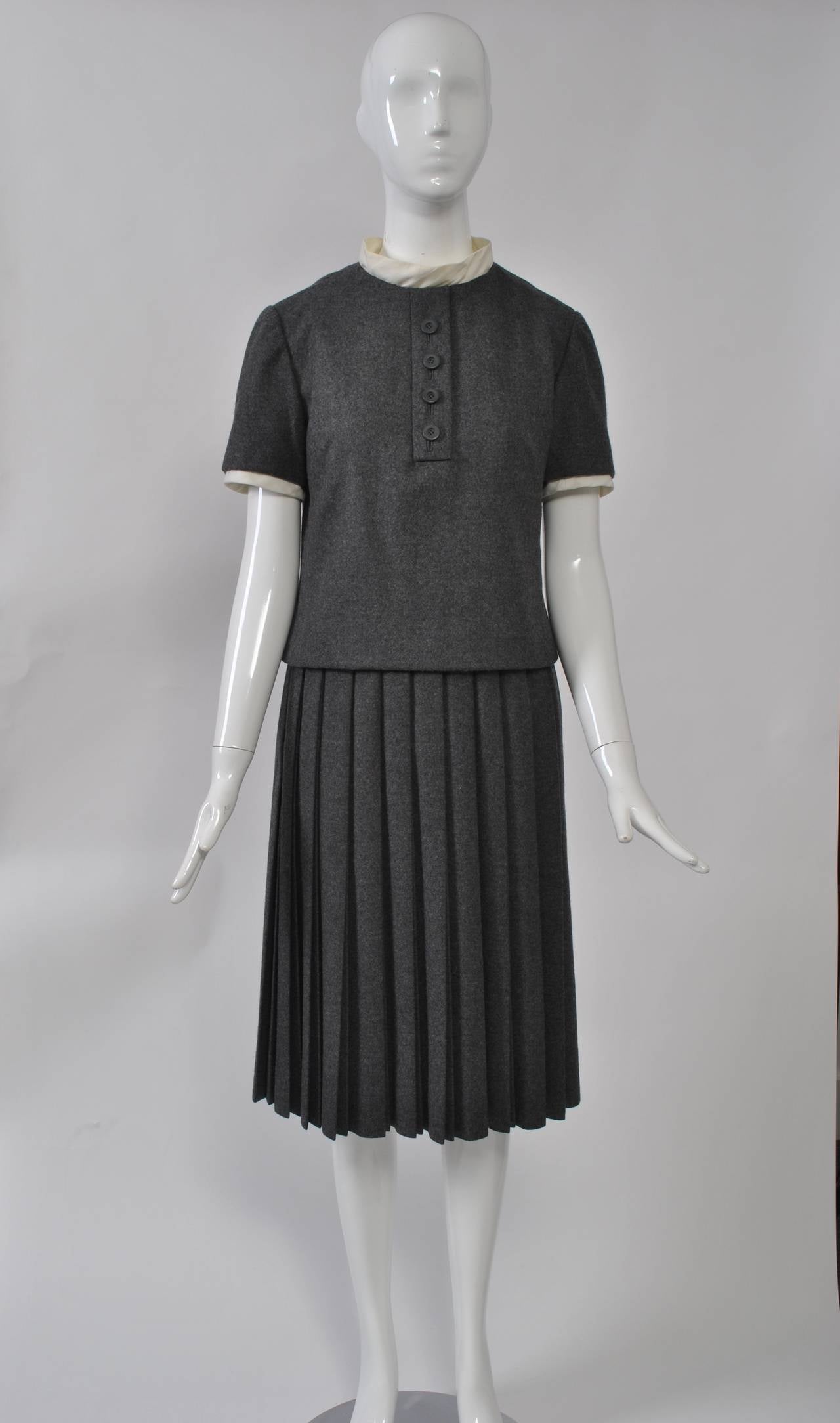 Dior NY Gray Flannel Two-Piece Dress at 1stDibs