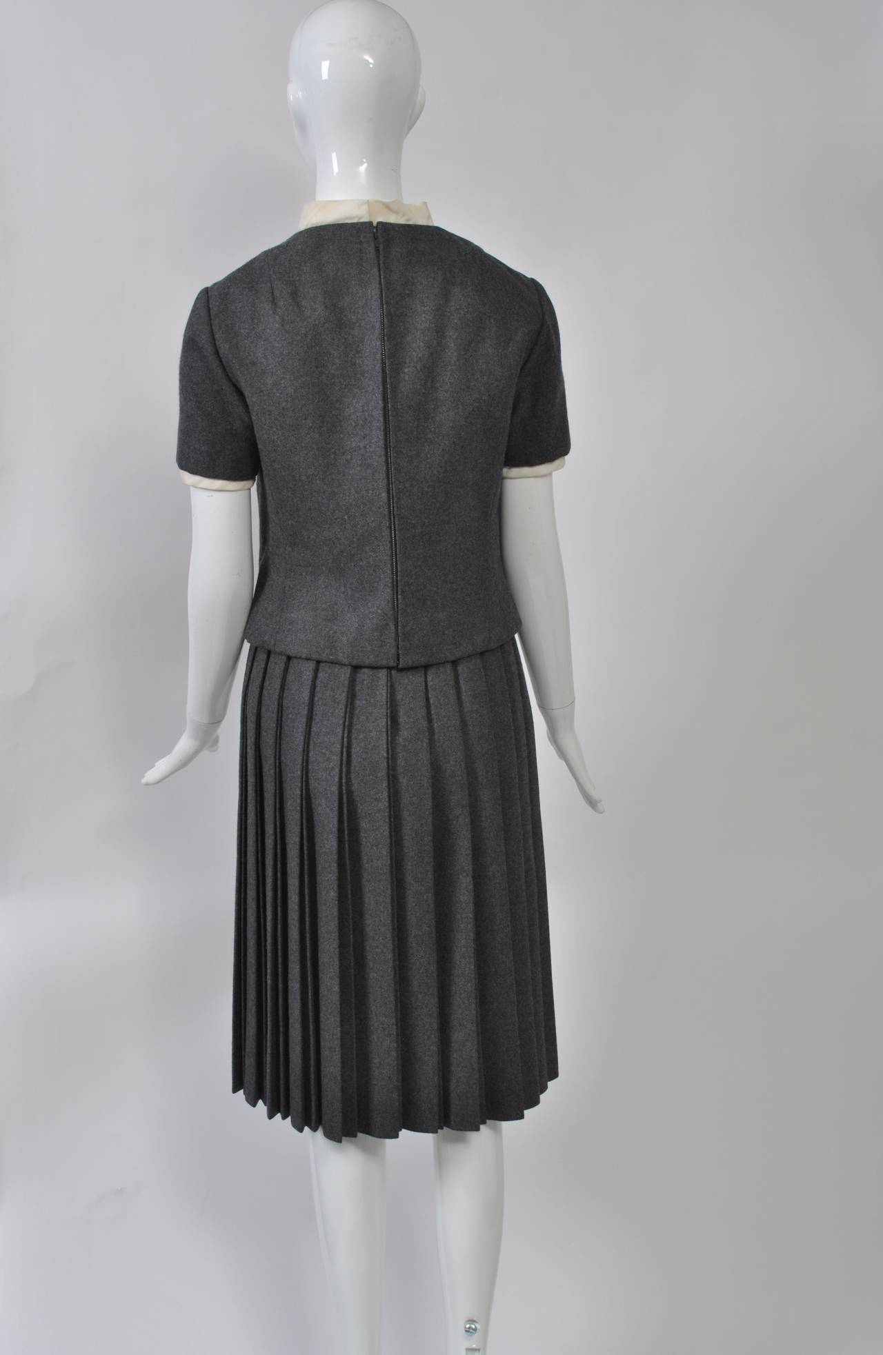 Dior NY Gray Flannel Two-Piece Dress In Excellent Condition In Alford, MA