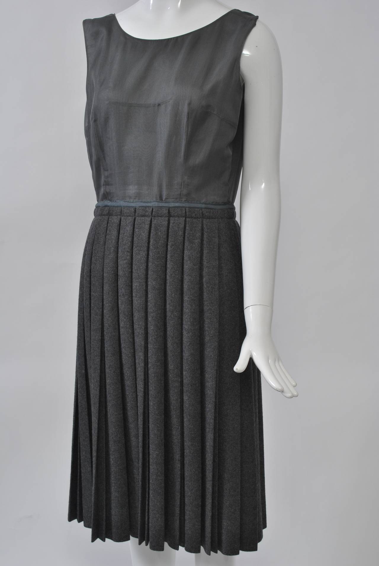 Dior NY Gray Flannel Two-Piece Dress 2