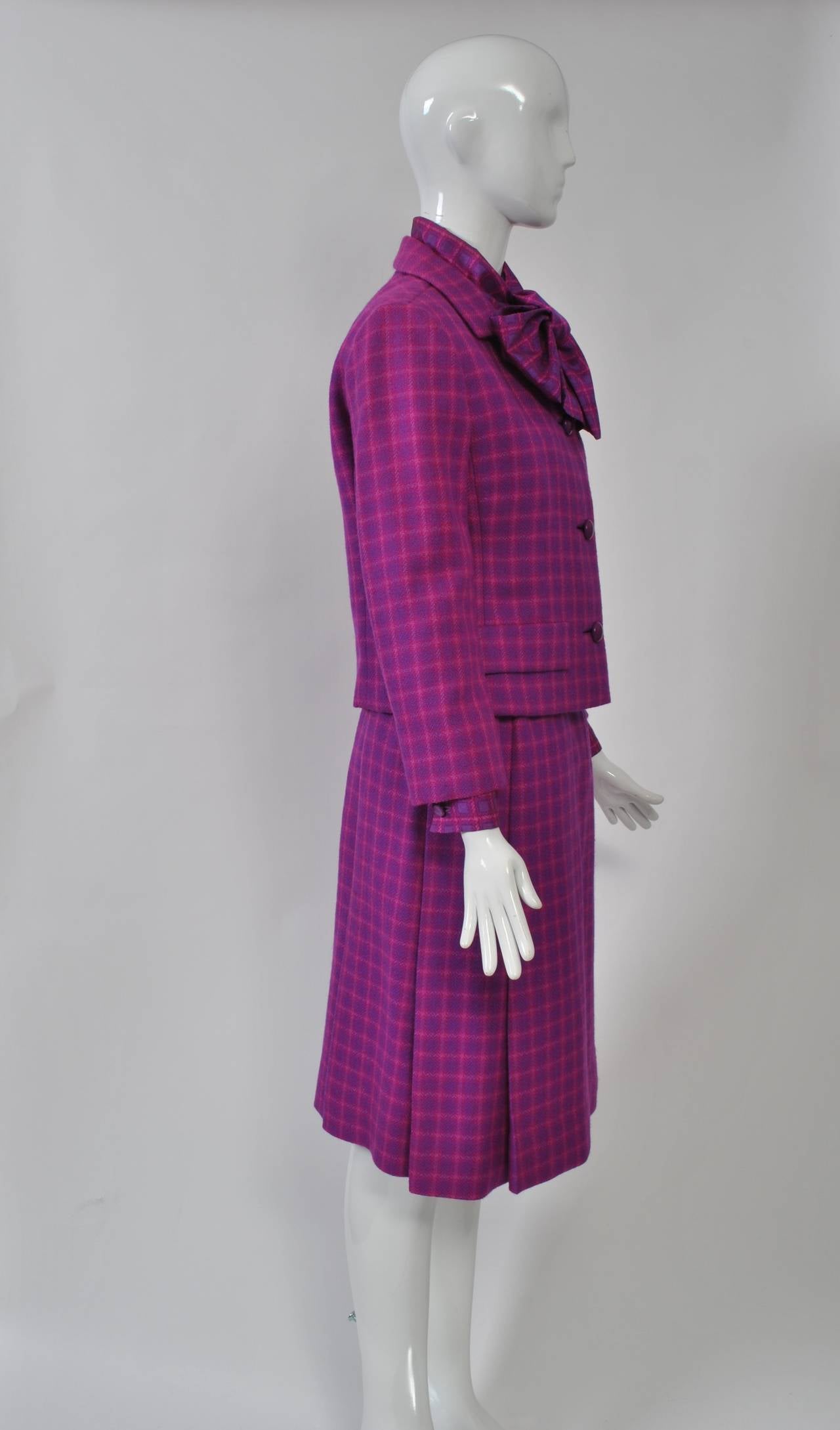 Christian Dior NY Fuchsia Suit In Excellent Condition In Alford, MA