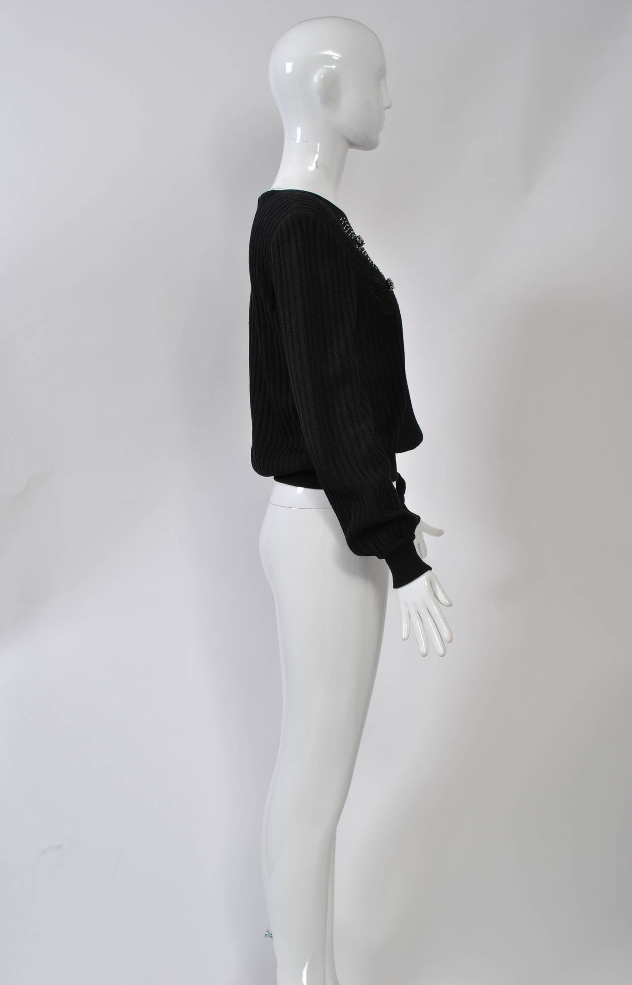 Women's Valentino Black Sweater w/Flower Motif