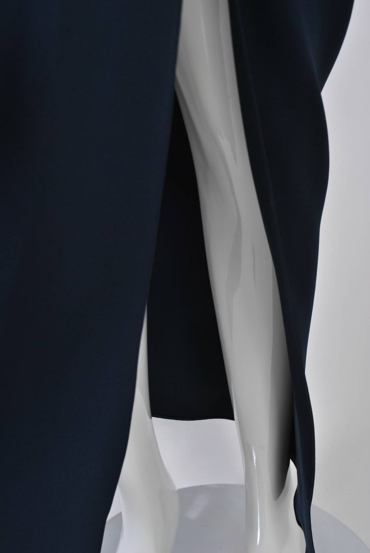 Carolina Herrera Navy Silk/Lace Gown 4