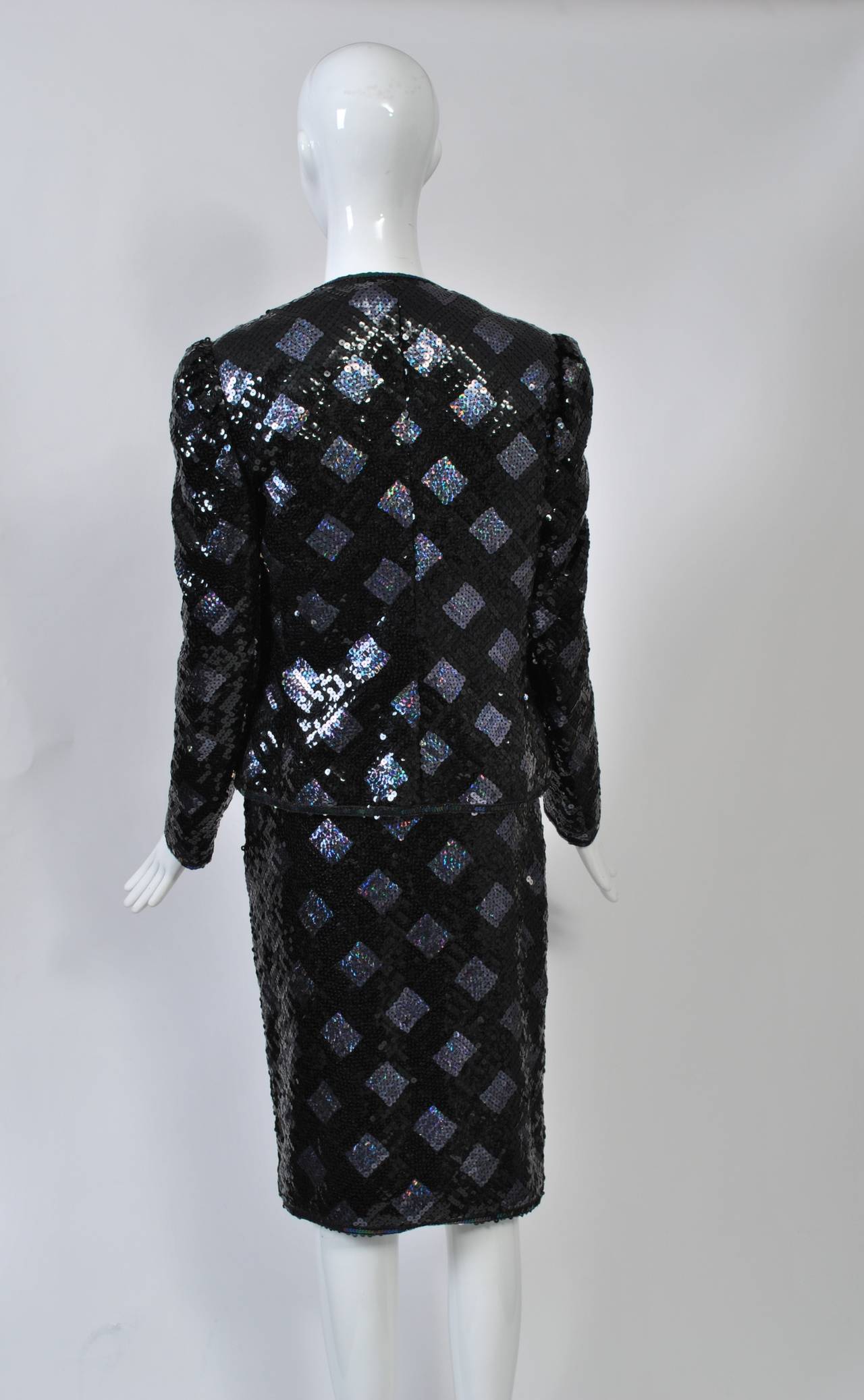 Adolfo Sequin and Lame Suit In Excellent Condition For Sale In Alford, MA