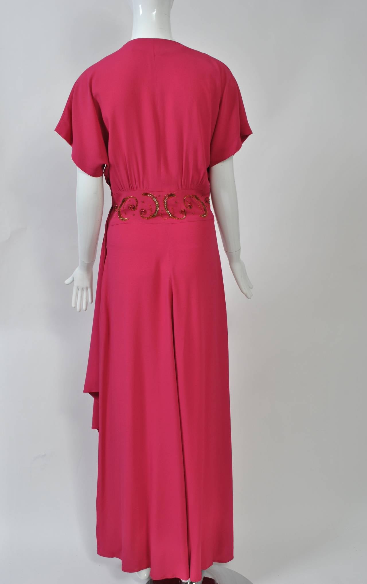 Red Emma Domb Rose 1940s Gown For Sale