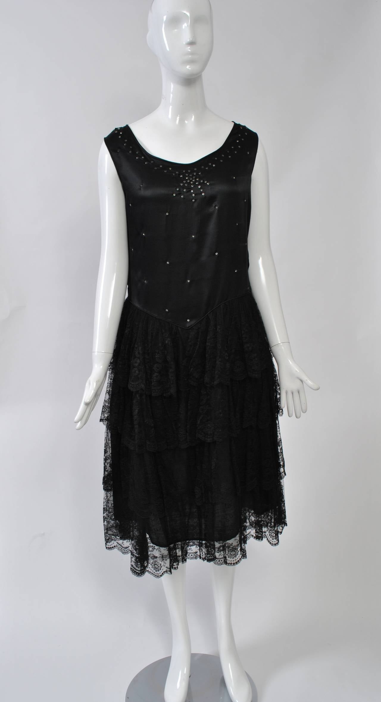 1930s Black Silk and Lace Dress For Sale at 1stDibs | black silk and ...