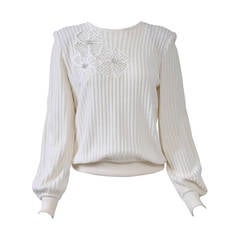 Valentino White Flower Motif Sweater 1