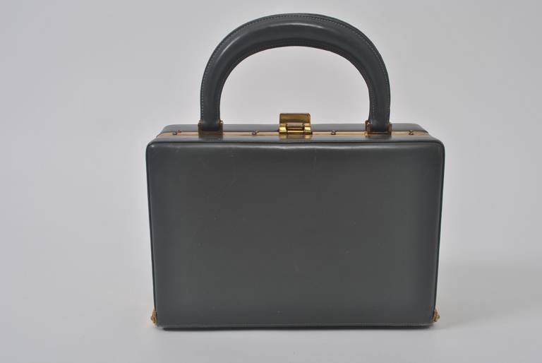 1960s Gray Leather Watch Bag 1