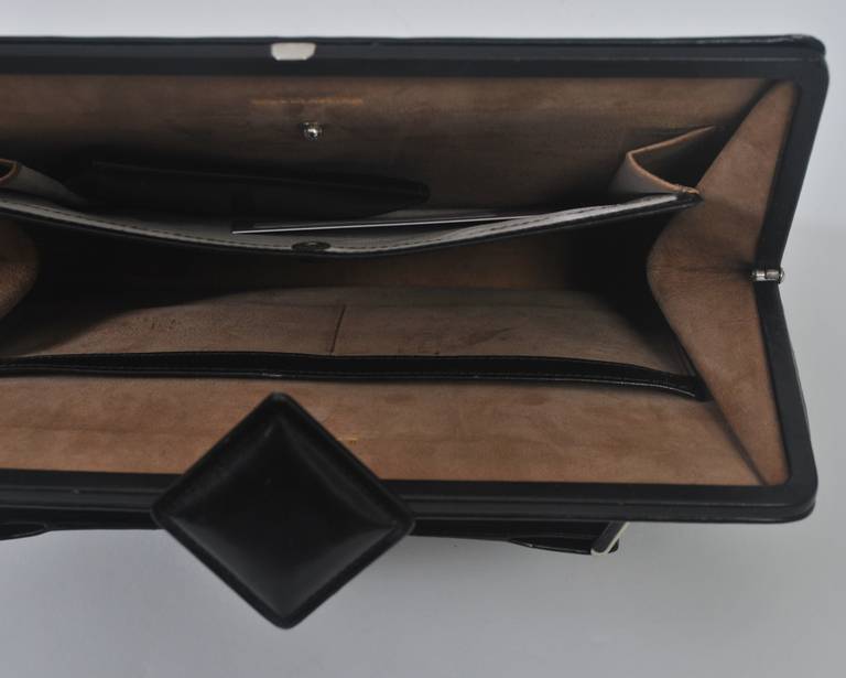 1930s Black Leather Clutch 3