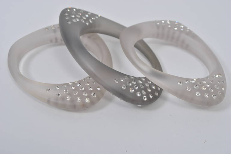 Lucite Bangles with Rhinestones