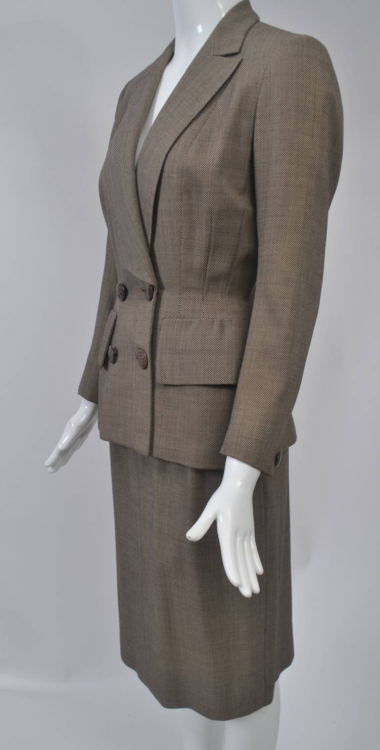 Tailleur en tweed marron des années 1950 en vente 2