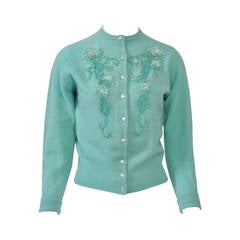 Aqua Beaded Cardigan 6