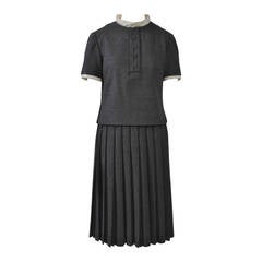 Dior NY Gray Flannel Two-Piece Dress