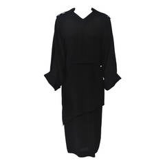 Vintage Jean Muir Black 1980s Dress