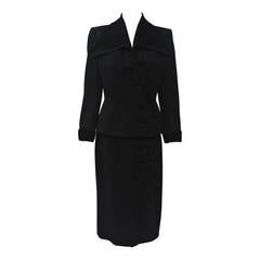 Vintage Lilli Ann Black Suit with Velvet Trim