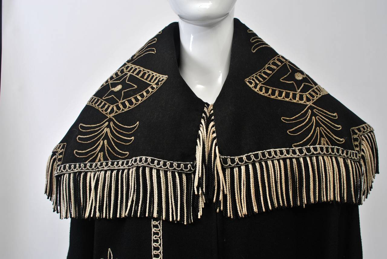 Black Coat with Vintage Embroidery