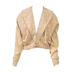 Beige Cashmere Cardigan with Lace 12