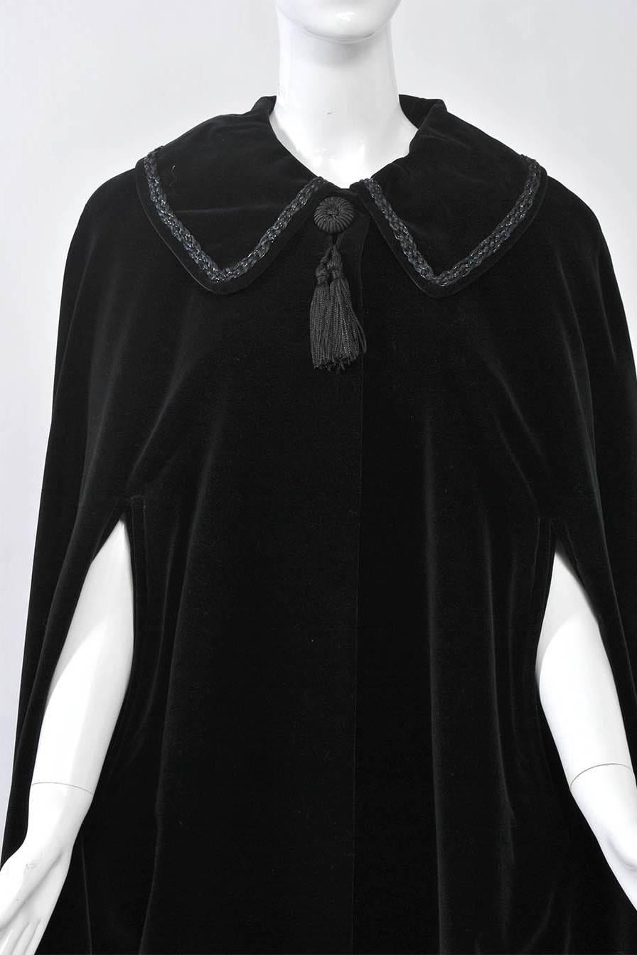 Women's Black Velvet Cape