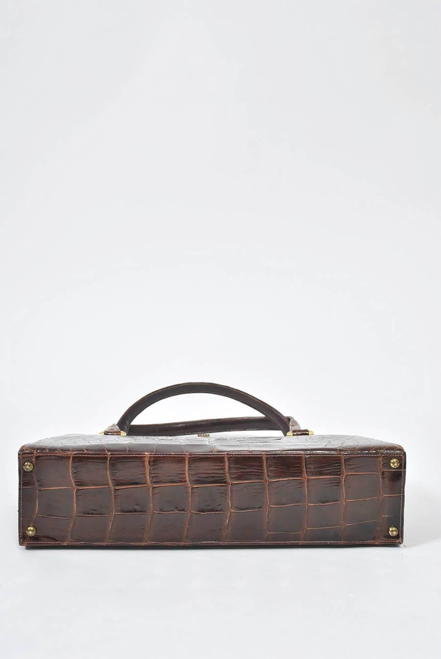 Borsa Lucille de Paris in alligatore marrone 1