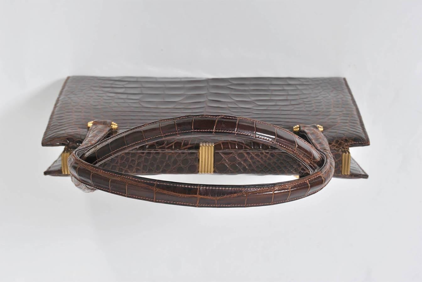Nero Borsa Lucille de Paris in alligatore marrone