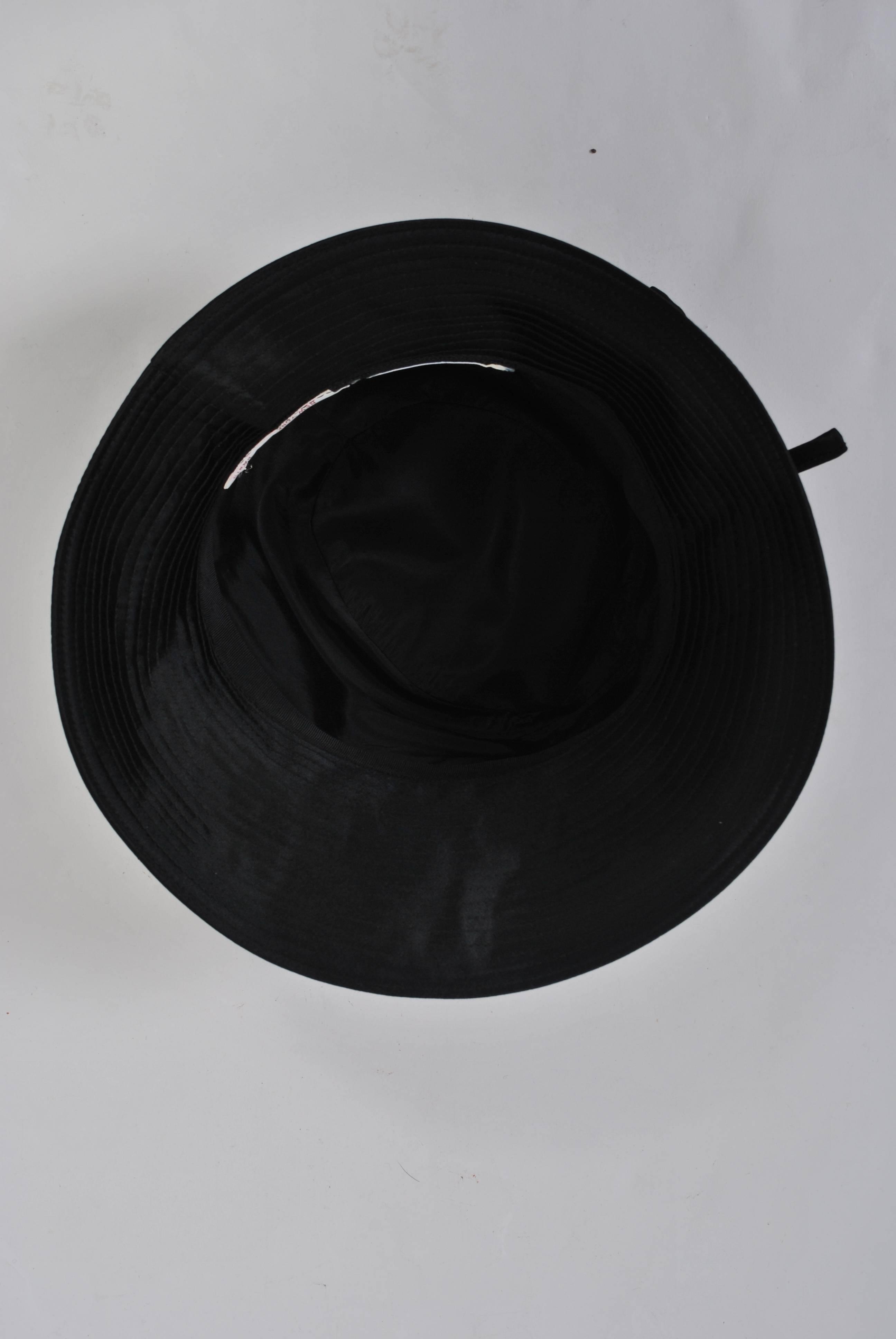 Betmar Black Satin Hat In Excellent Condition In Alford, MA