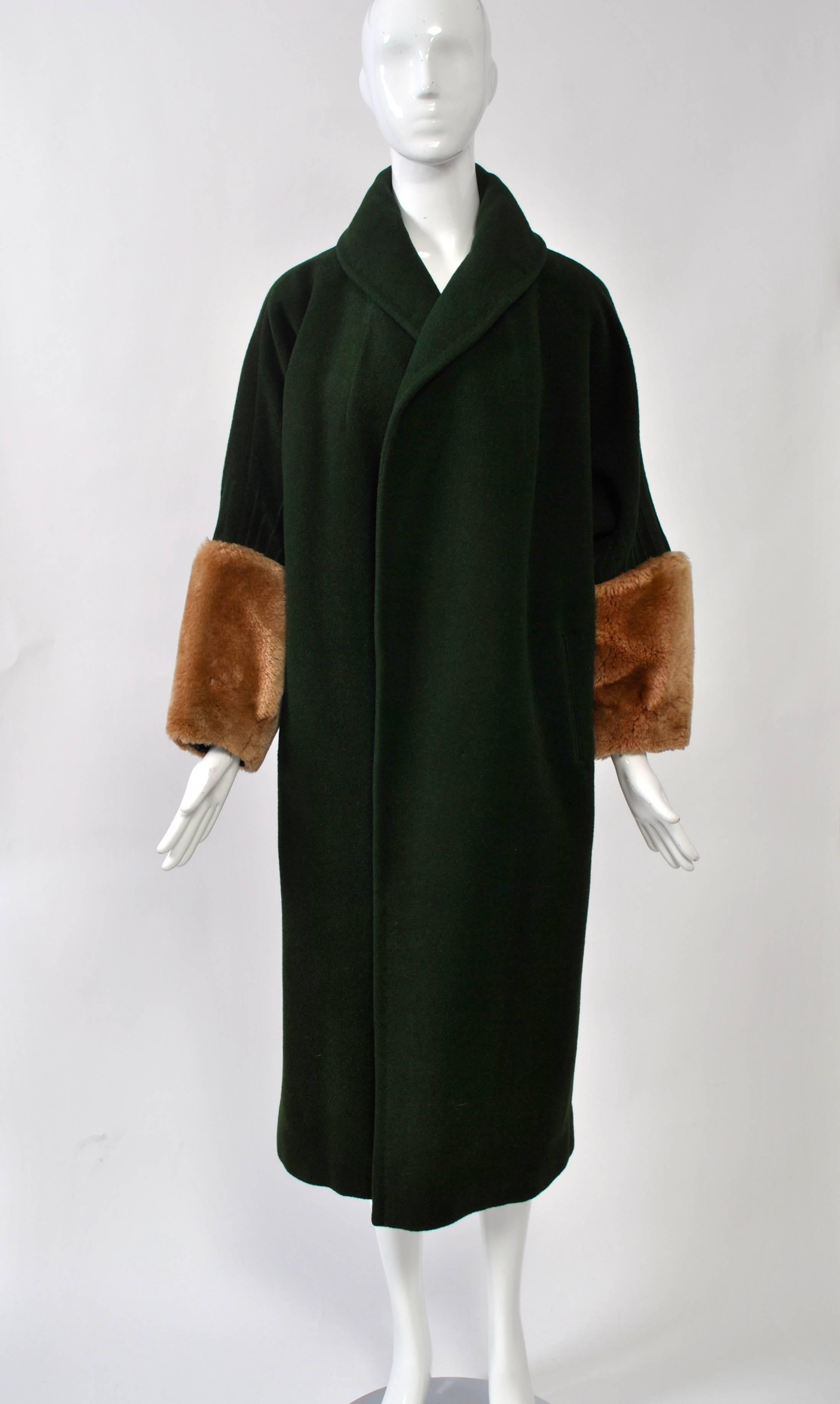 Black Lilli Ann 1950s Coat with Fur Cuffs