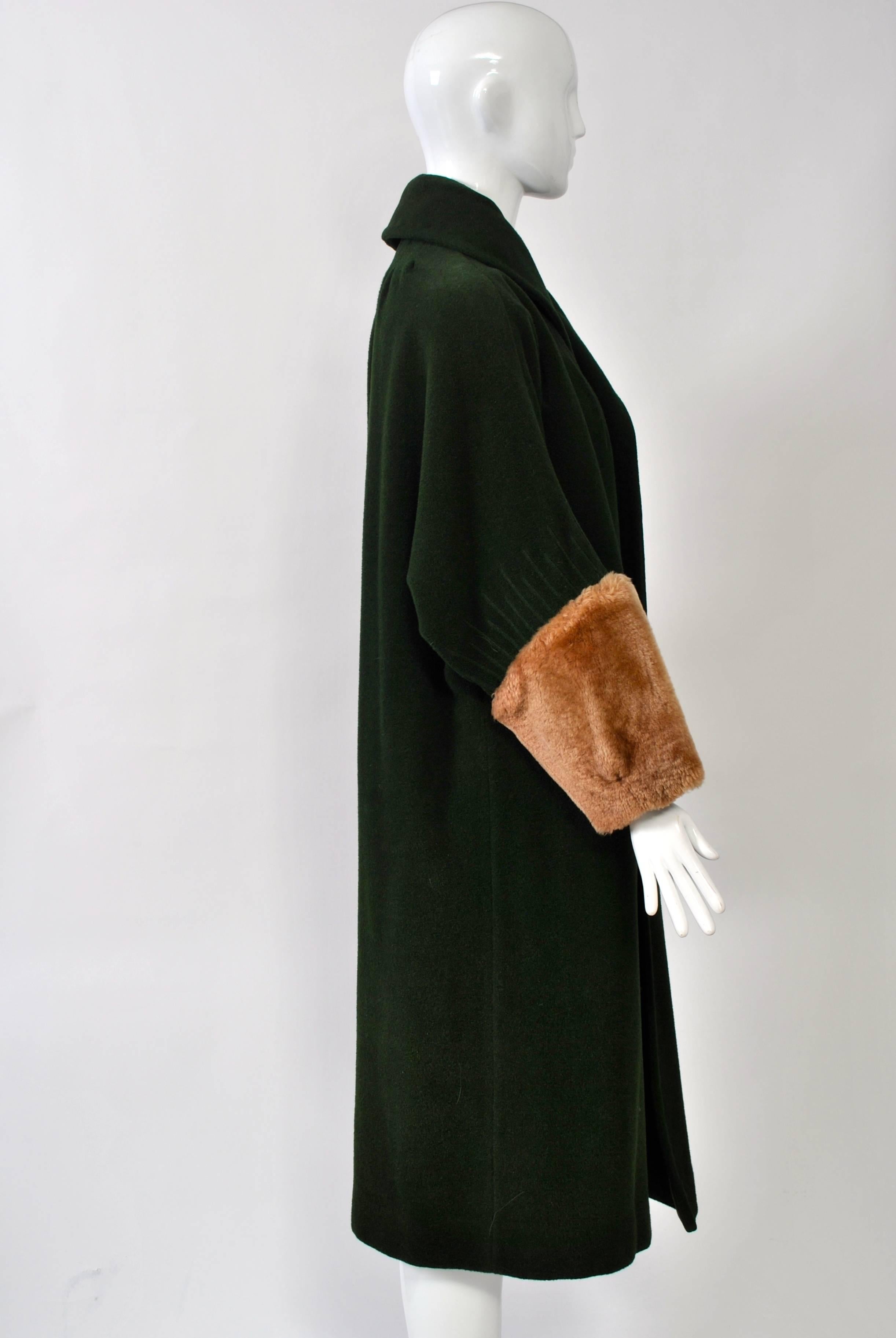 Lilli Ann 1950s Coat with Fur Cuffs In Excellent Condition In Alford, MA