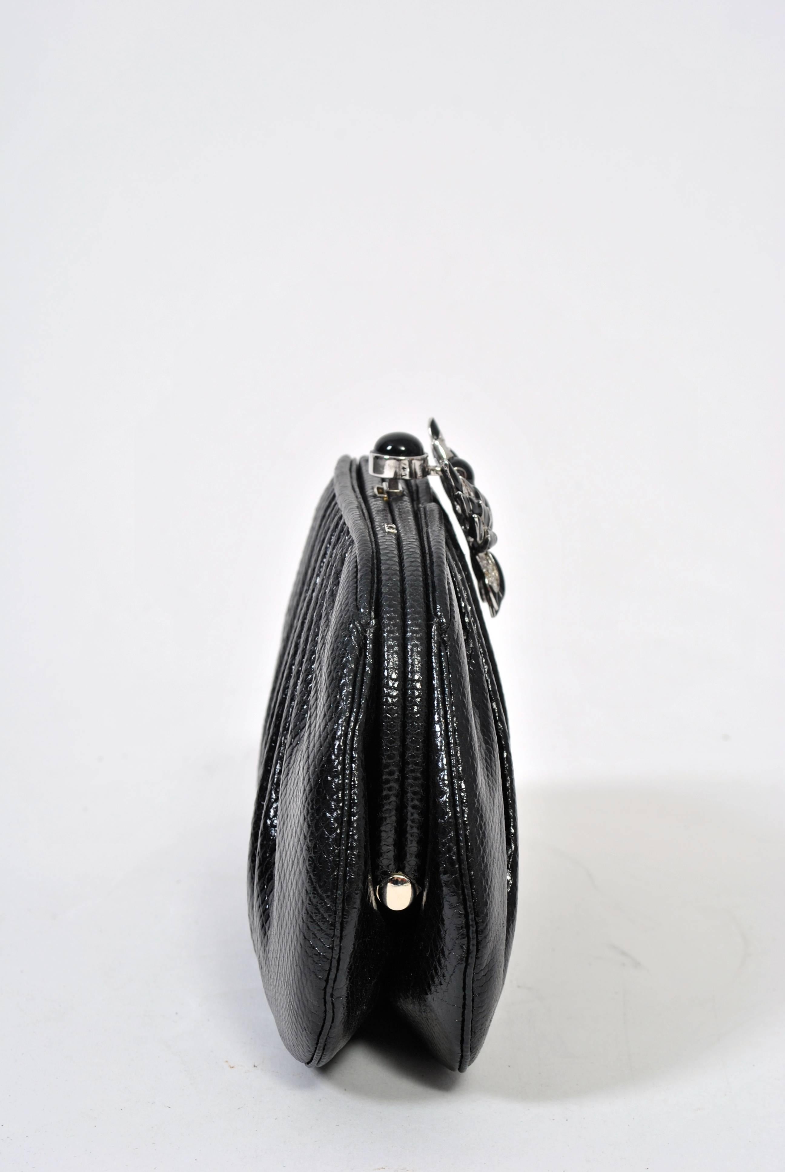 Nero Pochette Judith Leiber Karung con chiusura a uccello in strass