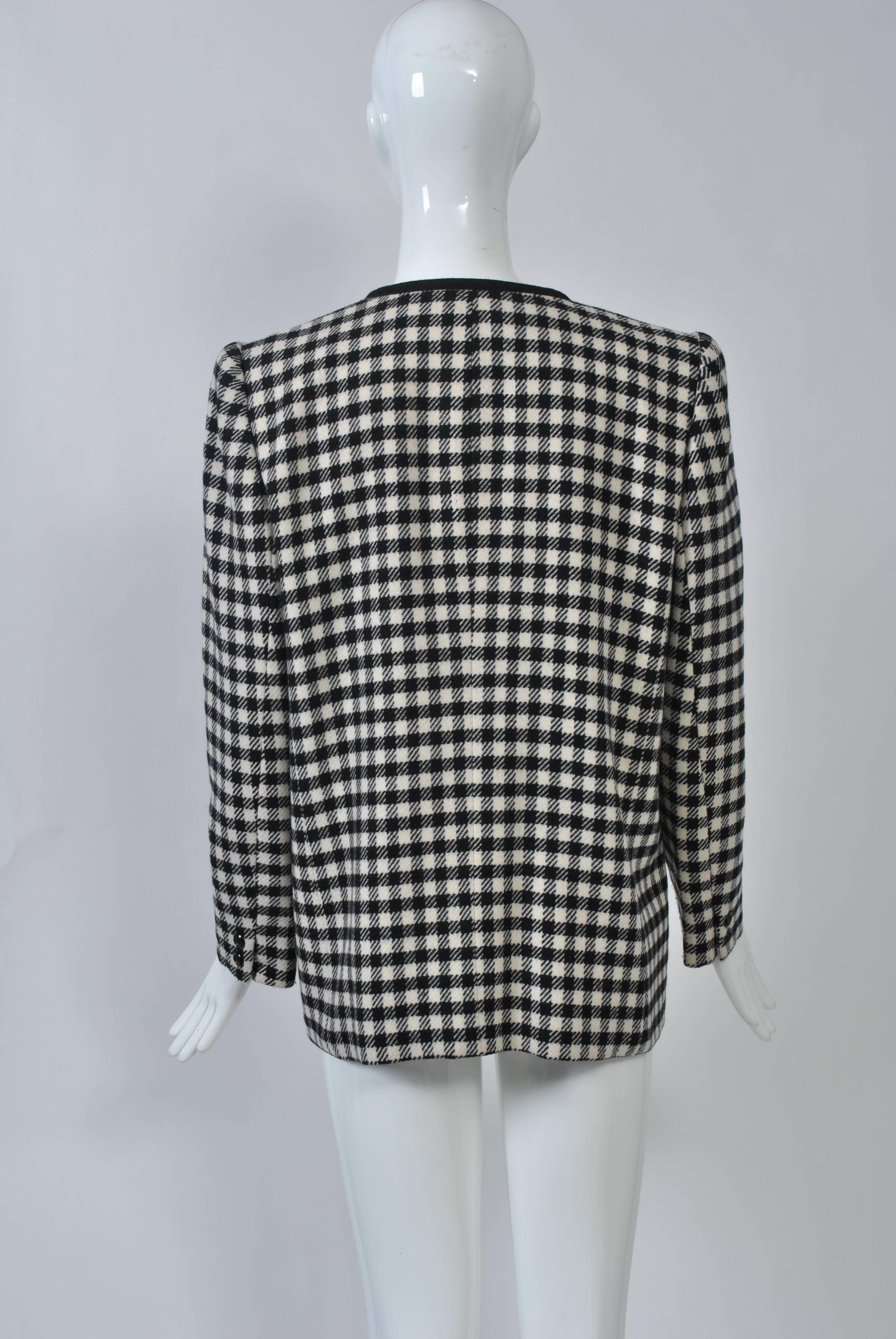 black and white checked jacket