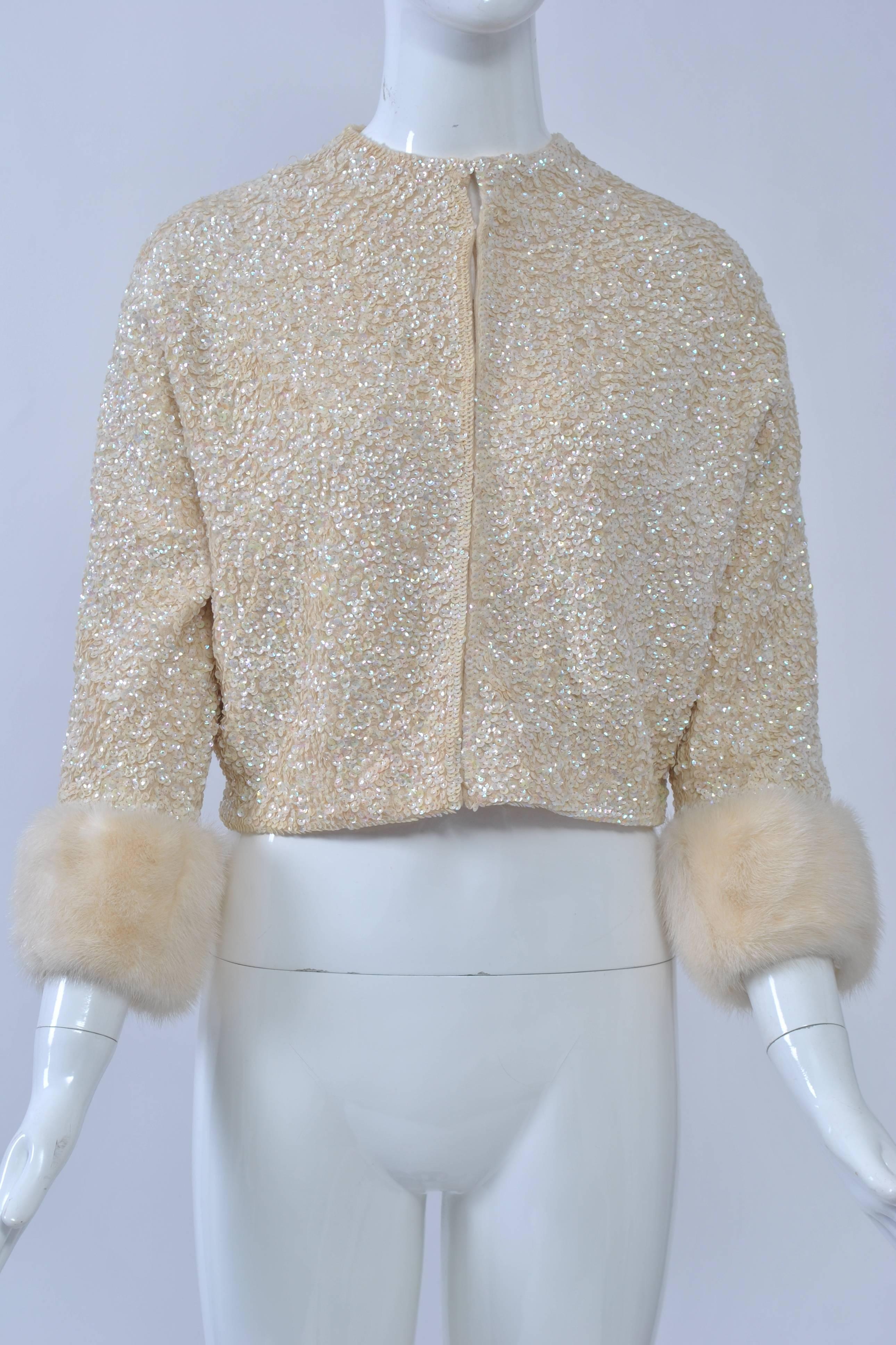 Women's Sequined Cardigan with Mnk Cuffs