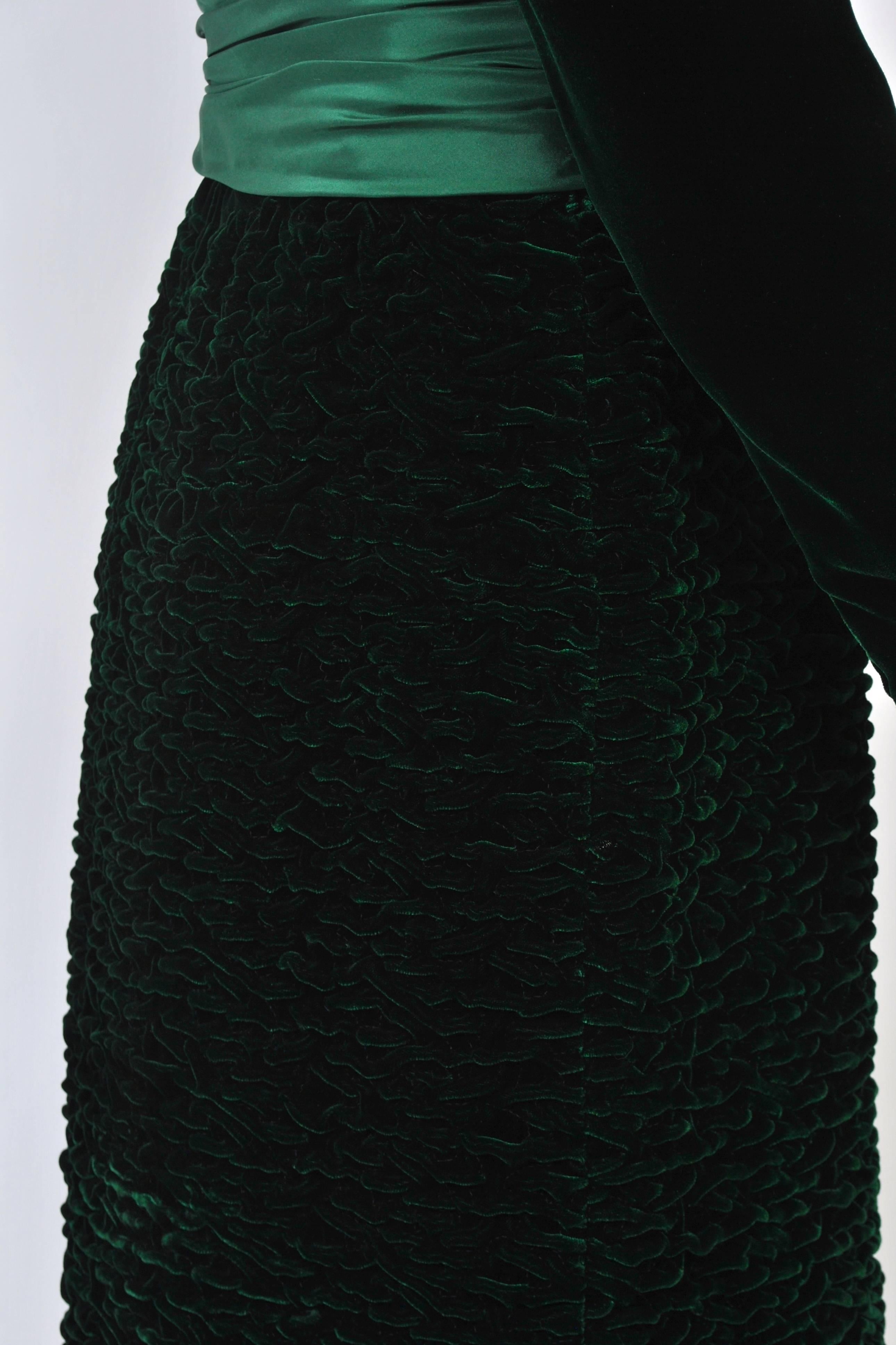 Women's Oscar de la Renta Green Velvet Dress