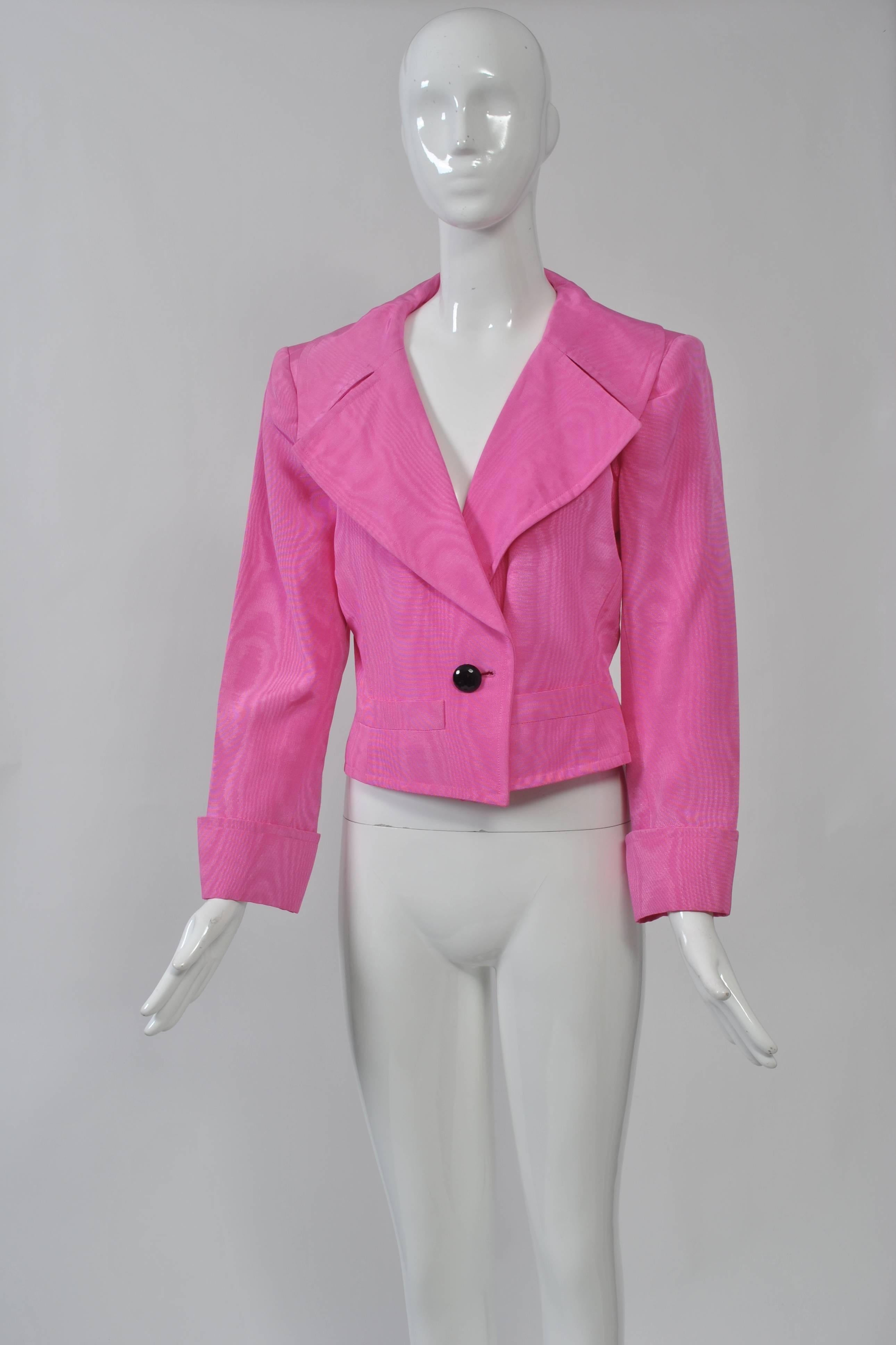 YSL Pink Moire Jacket In Excellent Condition In Alford, MA