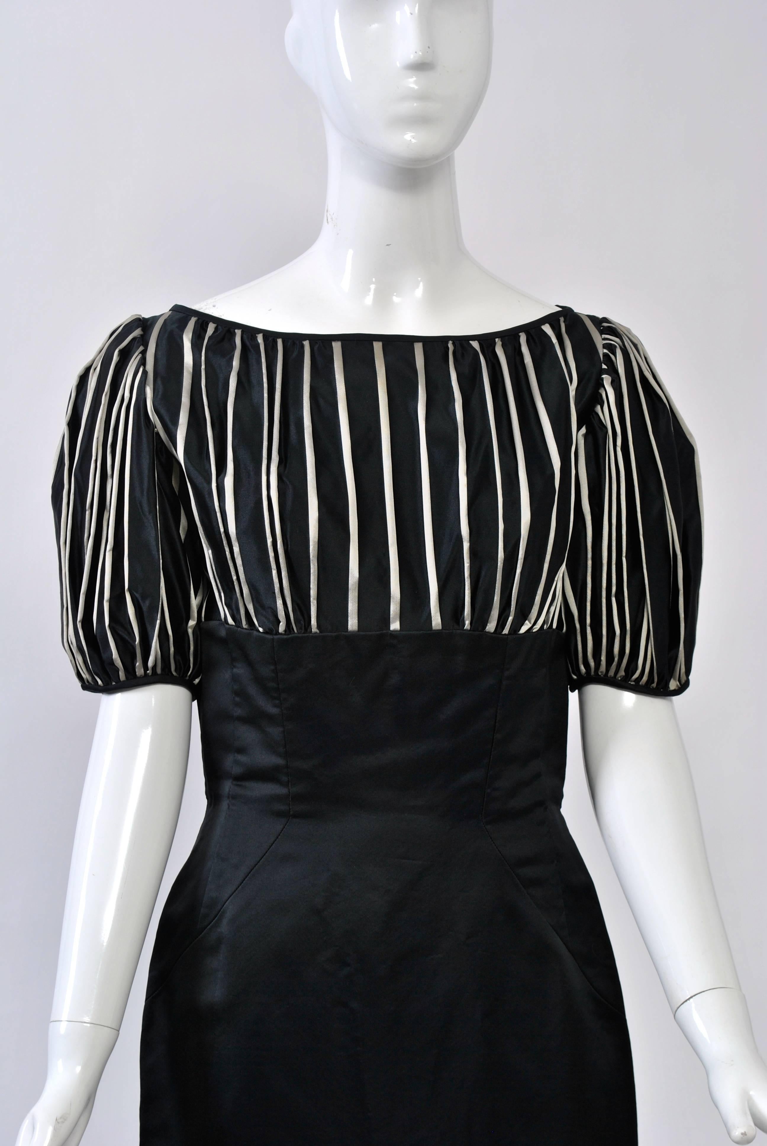 Women's Estevez 1950s Black and Silver Cocktail Dress