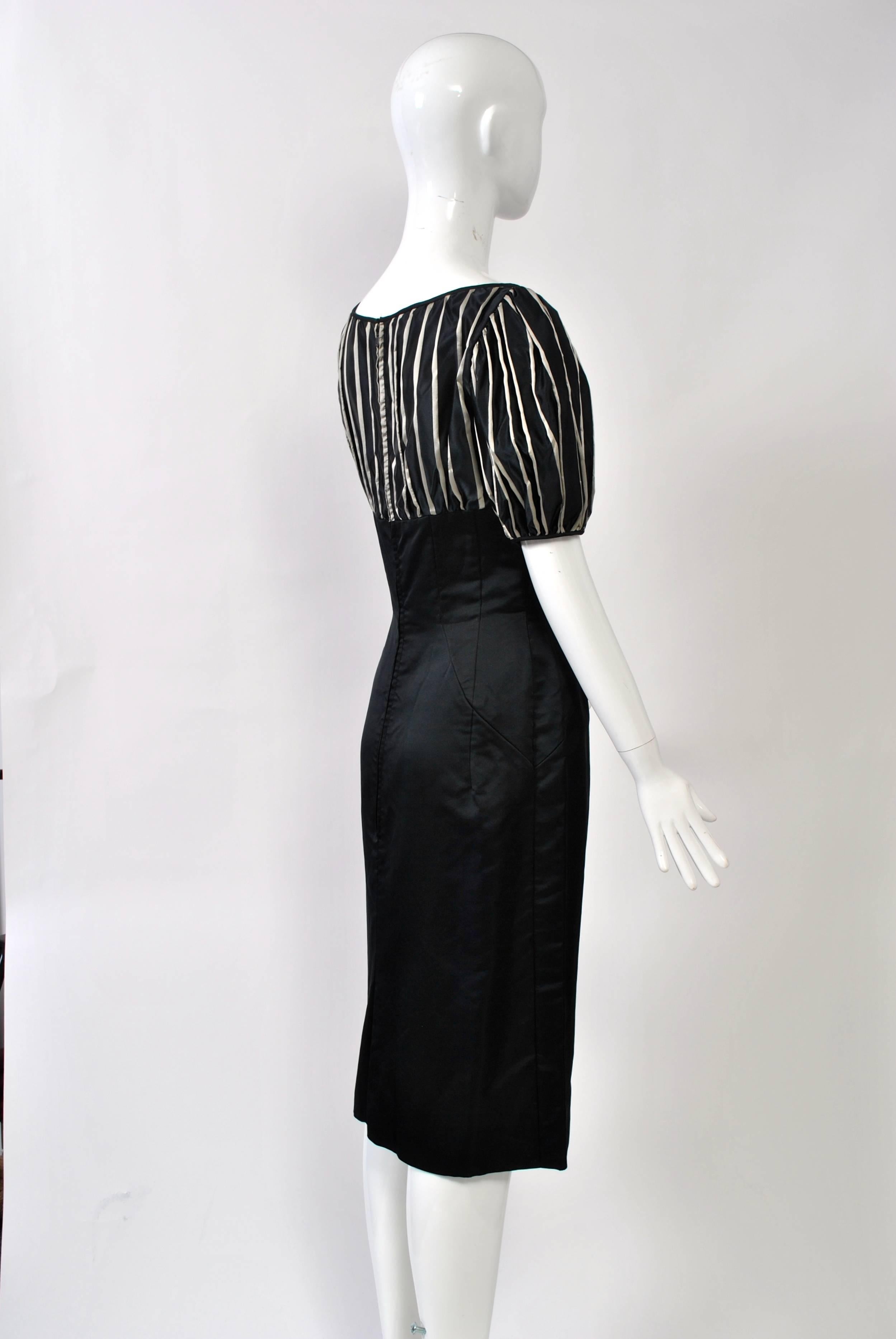 Estevez 1950s Black and Silver Cocktail Dress In Excellent Condition In Alford, MA