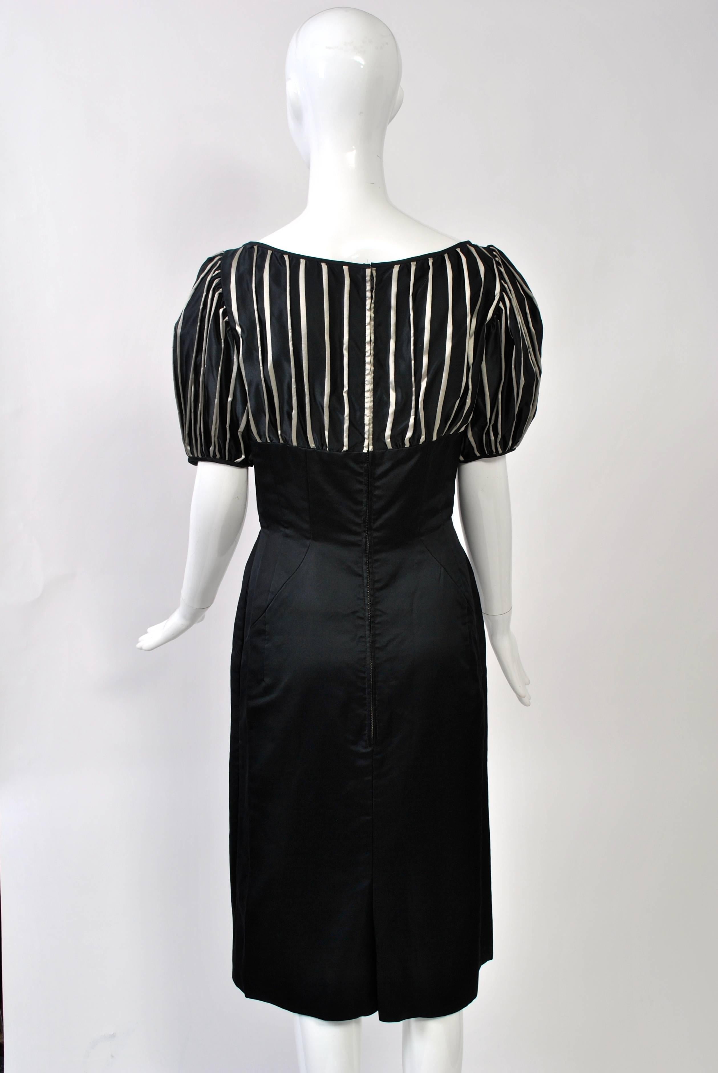 Estevez 1950s Black and Silver Cocktail Dress 1