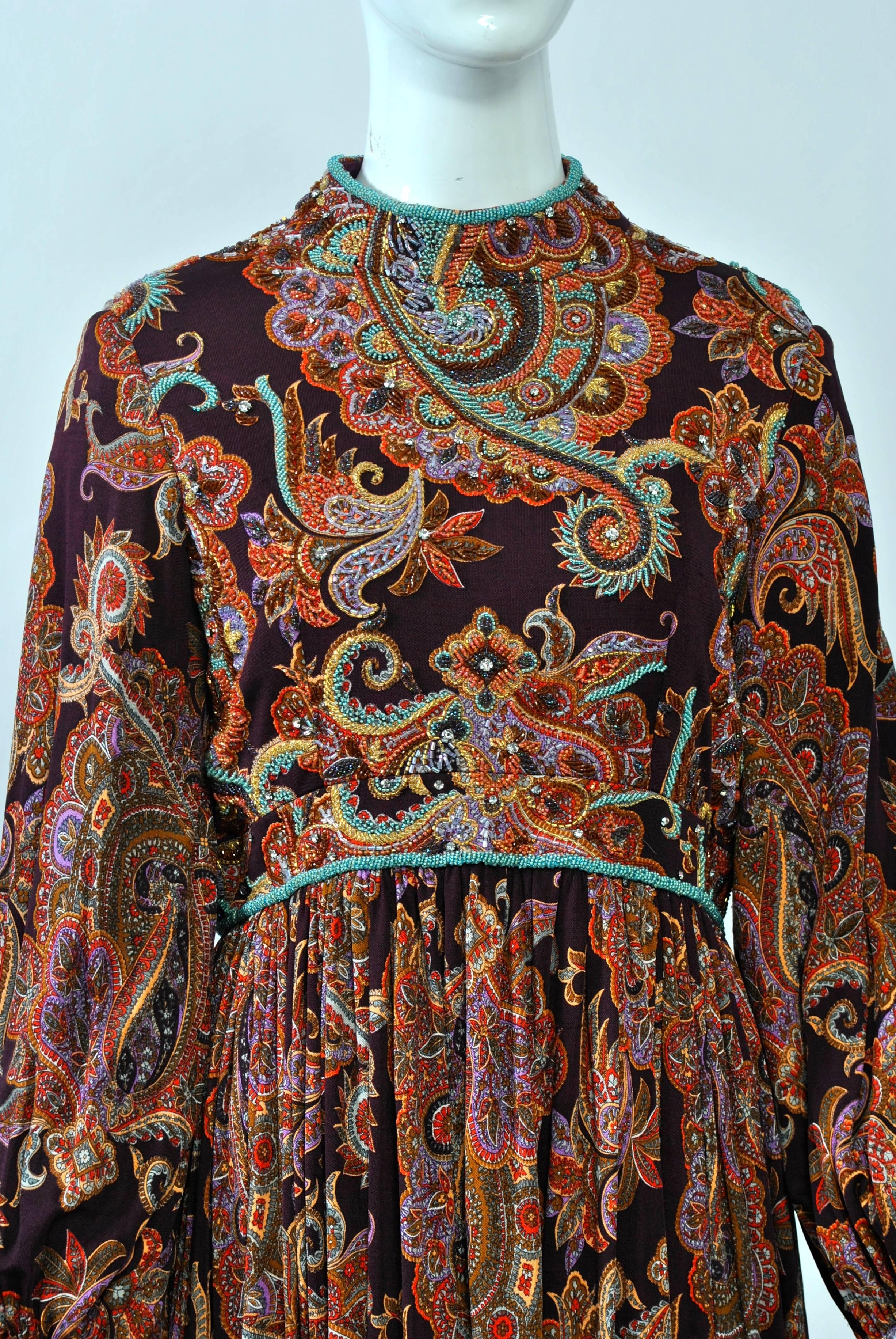 George Halley Beaded Paisley Gown 2
