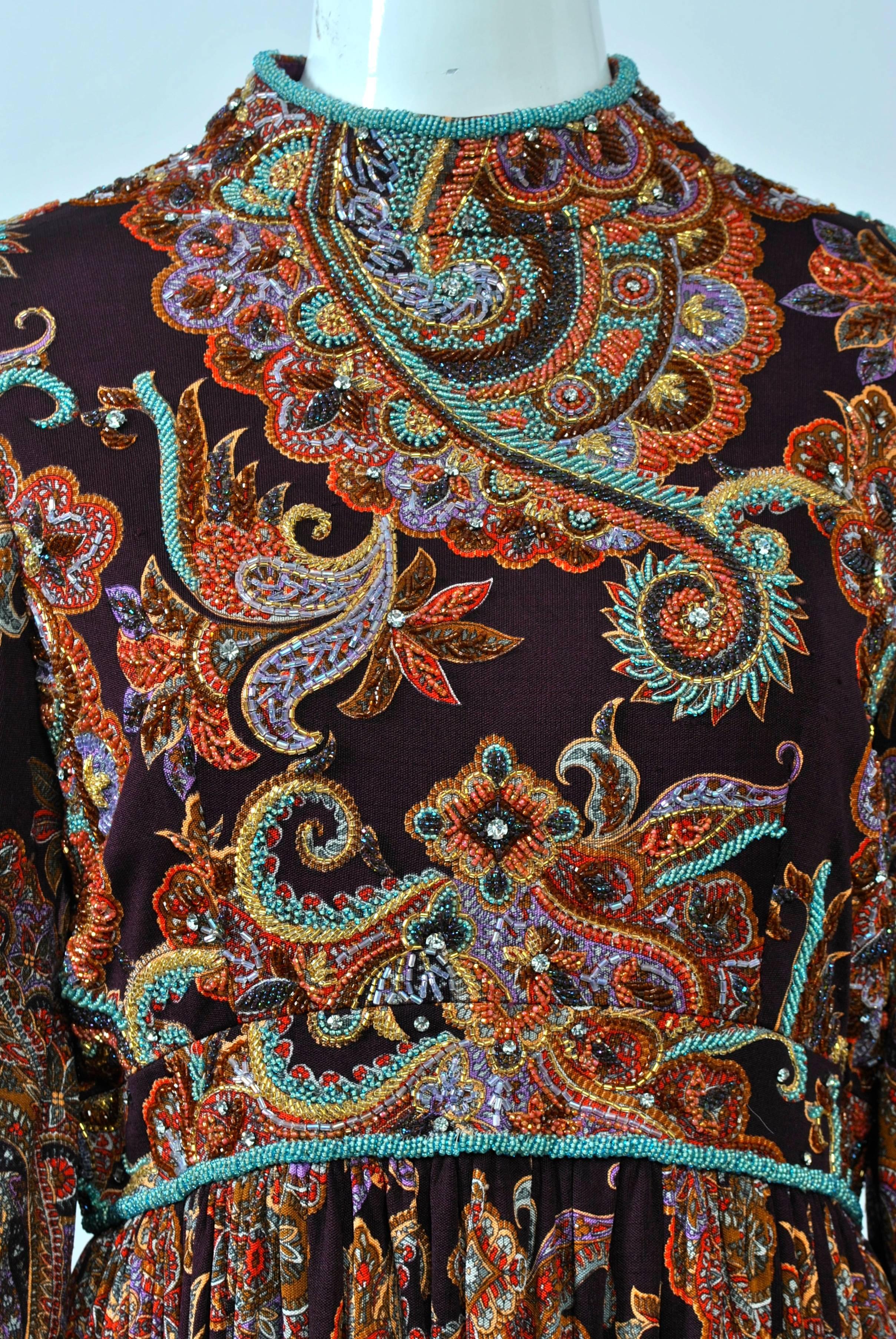 George Halley Beaded Paisley Gown 1
