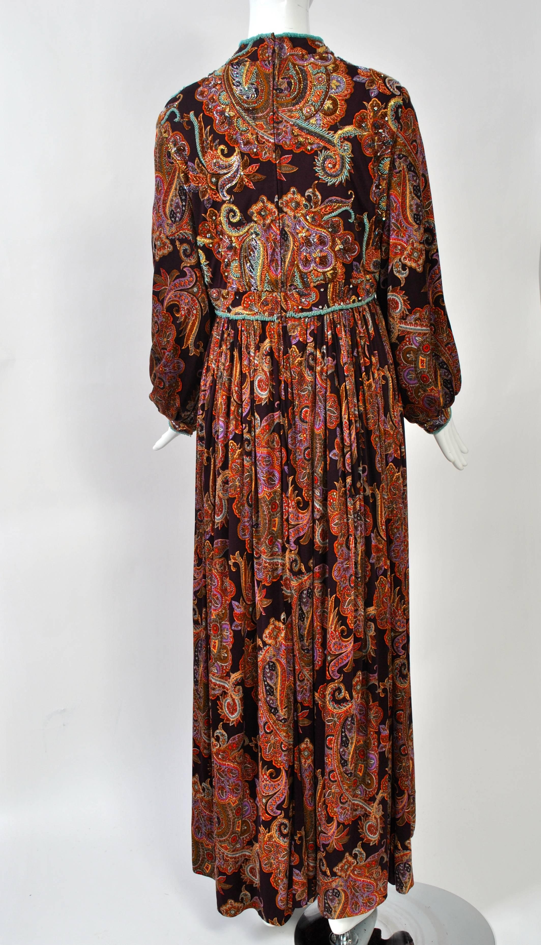Women's George Halley Beaded Paisley Gown